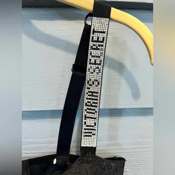 Victoria’s Secret Black Rhinestone Strap Pushup Corset Bra Top 38DD😍 - Picture 2 of 12